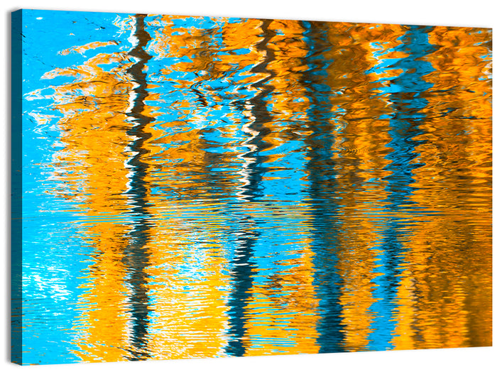 Blue Autumn Reflection Wall Art as a canvas print