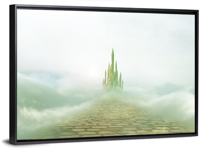 Cobblestone Path to Emerald Castle Wall Art as a framed canvas