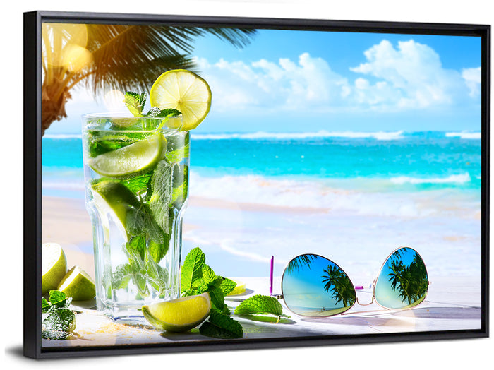Mojito Beach Scene Wall Art as a framed canvas