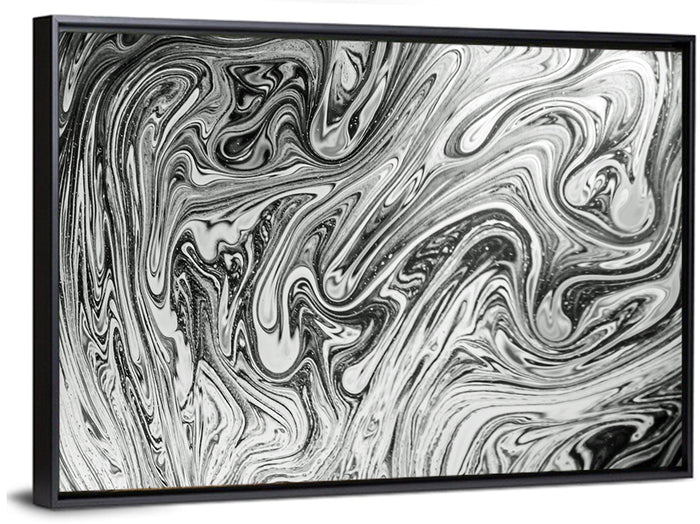 Ink Swirl Monochrome Abstract Wall Art as a framed canvas