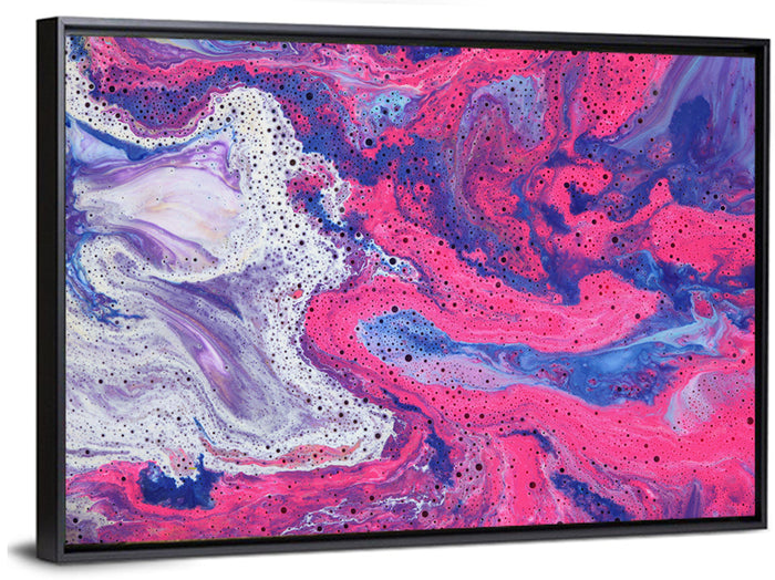 Magenta Bubble Fluid Abstraction Wall Art as a framed canvas
