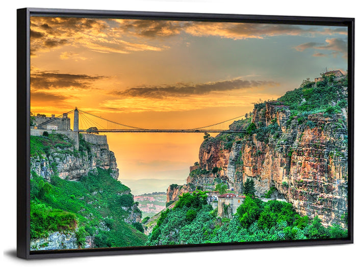 Sidi M'cid Bridge Over Constantine Canyon Wall Art as a framed canvas