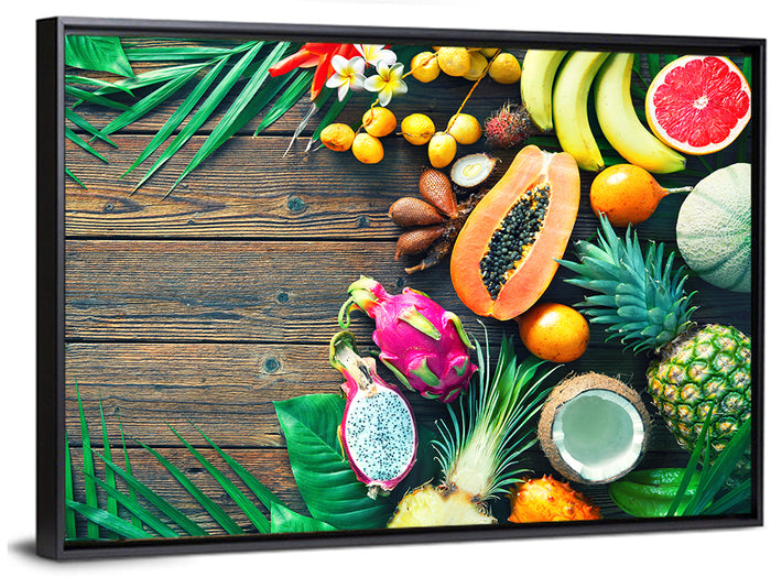 Tropical Fruit Still Life Wall Art as a framed canvas