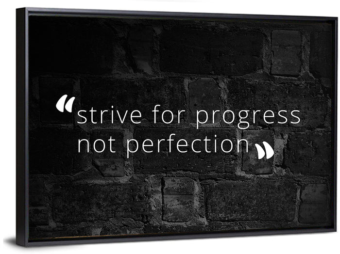 Strive for Progress Brick Typography Wall Art as a framed canvas