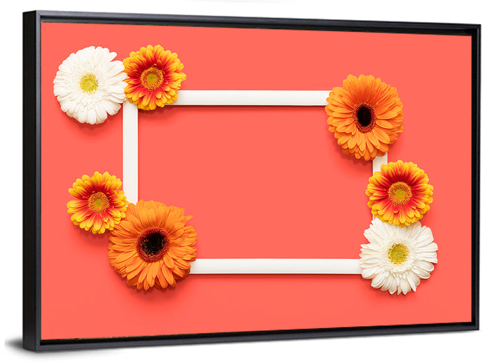 Handwritten Gerbera Greeting Wall Art as a framed canvas