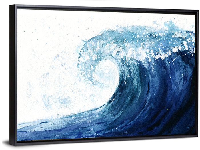 Watercolor Cresting Wave Wall Art as a framed canvas