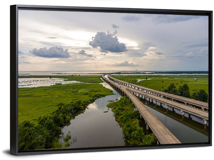 Interstate 10 Bridge Wall Art as a framed canvas