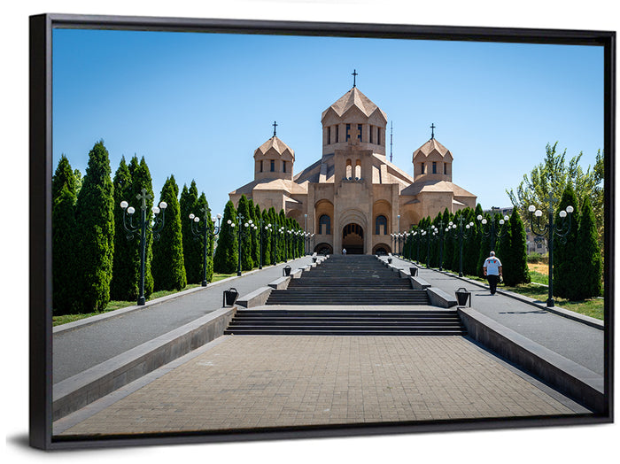 Saint Gregory Cathedral Stairway, Yerevan Wall Art as a framed canvas