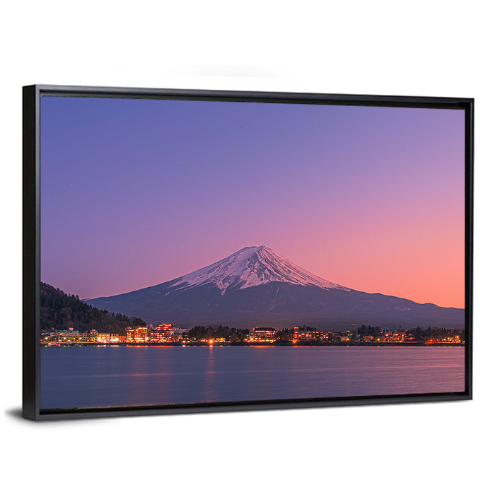 Mount Fuji Over Lake Kawaguchi Wall Art as a framed canvas