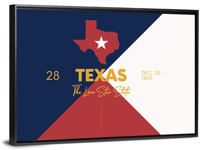 Lone Star State Map Wall Art as a framed canvas