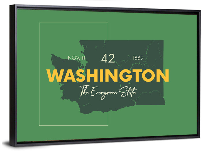 Minimalist Washington State Map Wall Art as a framed canvas