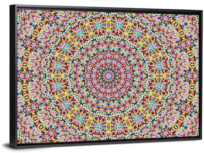 Beaded Kaleidoscope Mandala Wall Art as a framed canvas