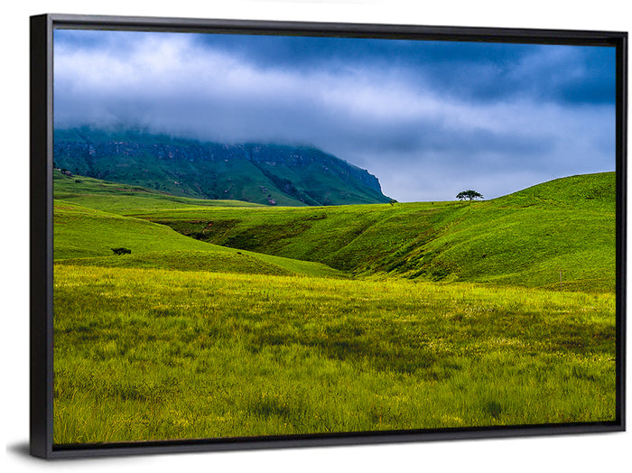 Dragon Mountains with Lone Tree Wall Art as a framed canvas