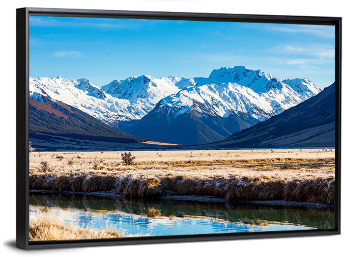 Canterbury Mountain Valley Wall Art as a framed canvas