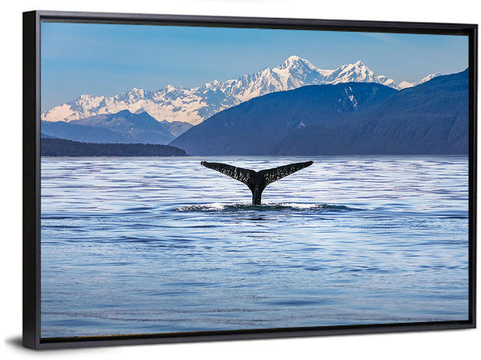 Alaska Whale Tail Wall Art as a framed canvas