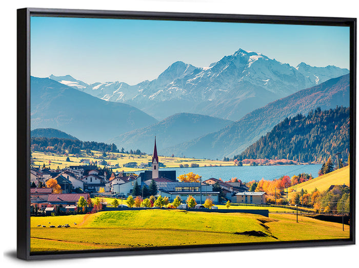 San Valentin Village Wall Art as a framed canvas