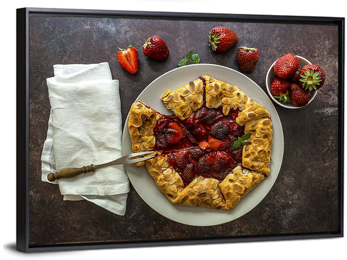 Sommer Strawberry Tart Wall Art as a framed canvas