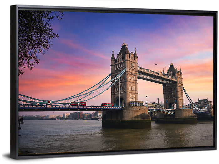 Tower Bridge at Sunset Wall Art as a framed canvas