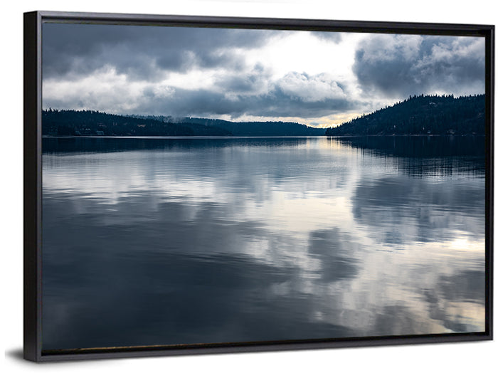 Coeur D'alene Lake Reflection Wall Art as a framed canvas