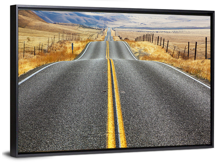 California Road Closeup Wall Art as a framed canvas