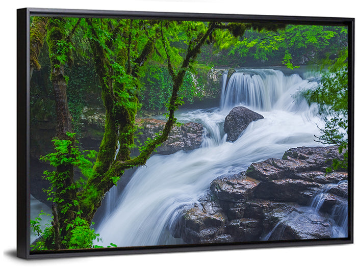 Gachedili Canyon Waterfall Wall Art as a framed canvas
