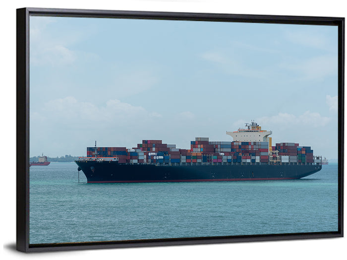 Harbor Container Ship at Sea Wall Art as a framed canvas