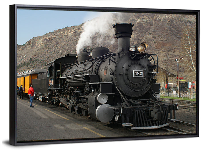 Durango Steam Locomotive No. 480 Wall Art as a framed canvas
