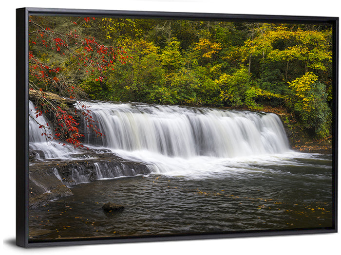 Dupont State Forest Autumn Waterfall Stream Wall Art as a framed canvas