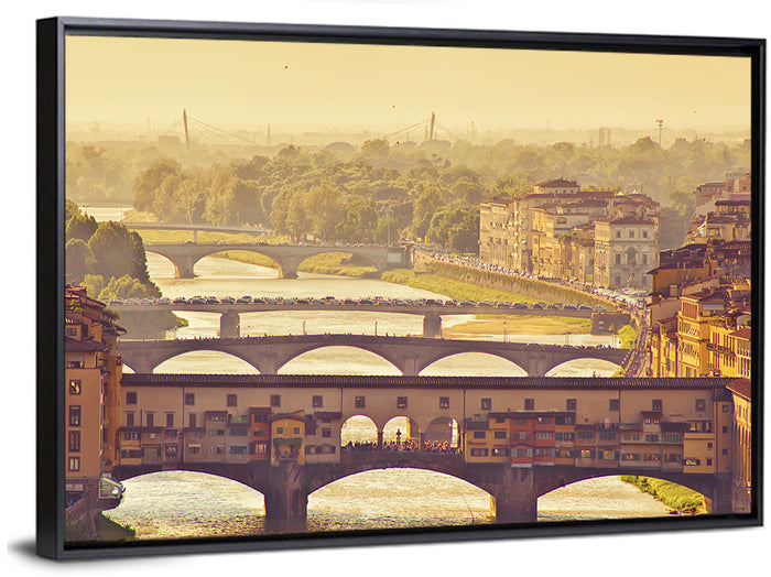 Ponte Vecchio at Golden Hour Wall Art as a framed canvas