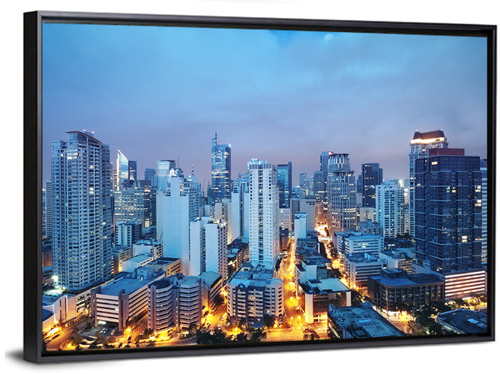 Manila Cityscape at Dusk Wall Art as a framed canvas