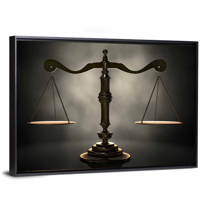 Scales of Justice Wall Art as a framed canvas