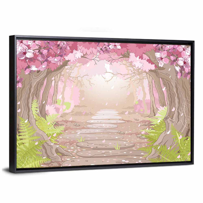 Magic Spring Forest Wall Art as a framed canvas