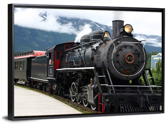 Skagway Steam Locomotive No. 73 Wall Art as a framed canvas