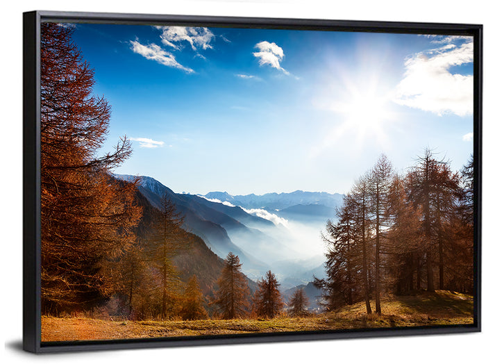 Val D Aosta Valley Morning Light Wall Art as a framed canvas