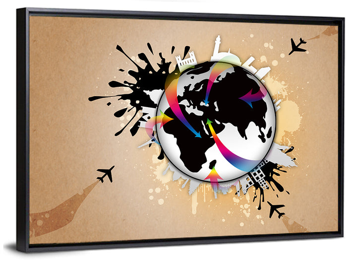 Global Travel Concept Wall Art as a framed canvas