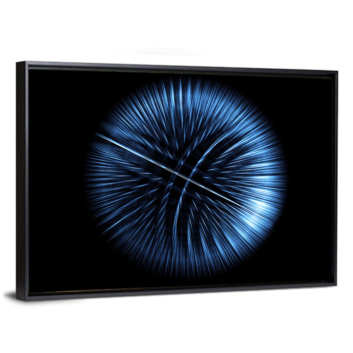 Glowing Blue Textured Sphere Wall Art as a framed canvas