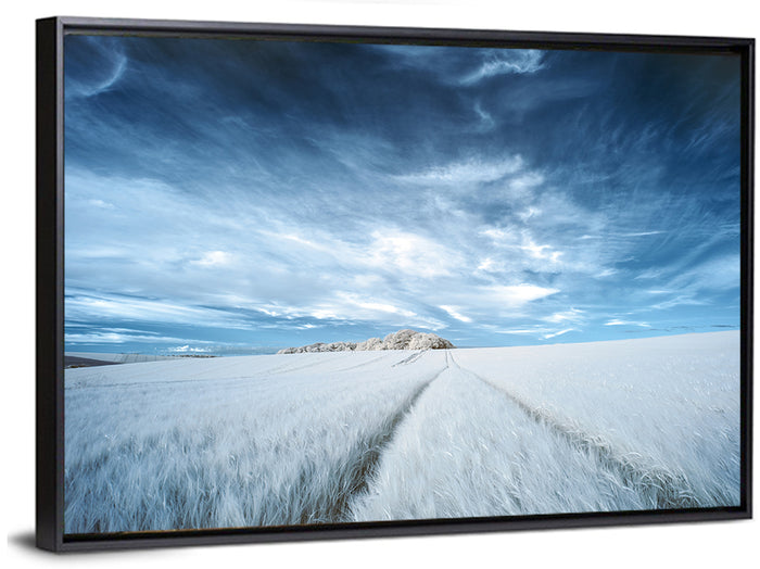 Surreal Infrared Grain Field Wall Art as a framed canvas