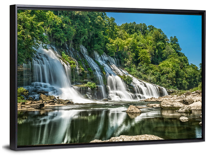 Twin Falls at Rock Island State Park Wall Art as a framed canvas