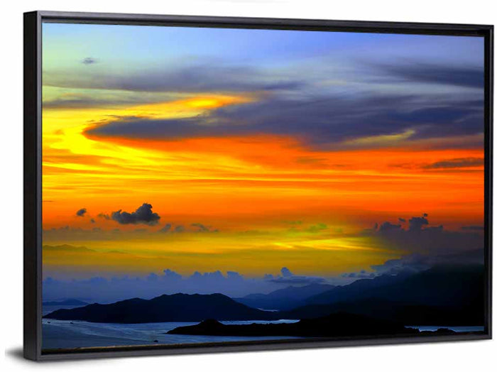 Tranquil Ocean Dusk Wall Art as a framed canvas