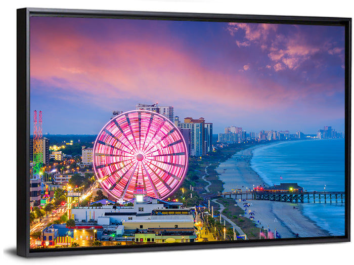 Myrtle Beach Skywheel at Twilight Wall Art as a framed canvas