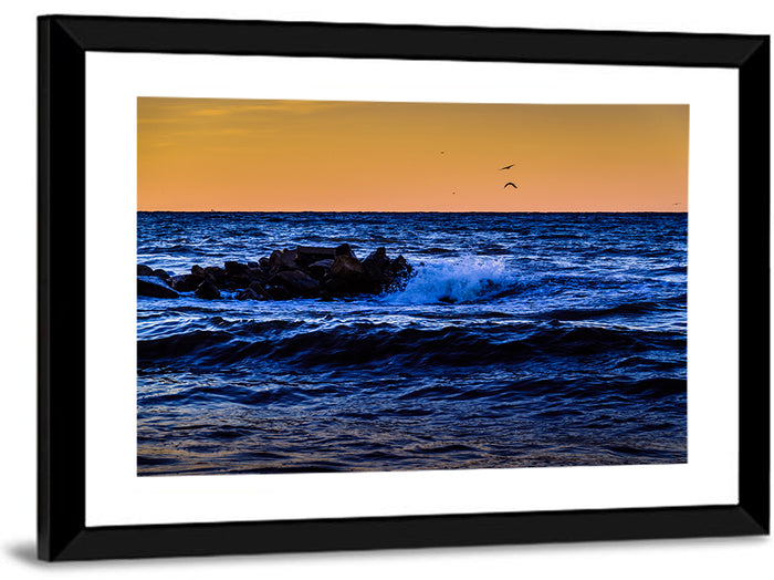 Marmara Sea Waves at Sunset Wall Art as a framed print