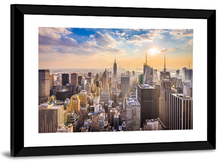 New York City Skyline at Golden Hour Wall Art as a framed print