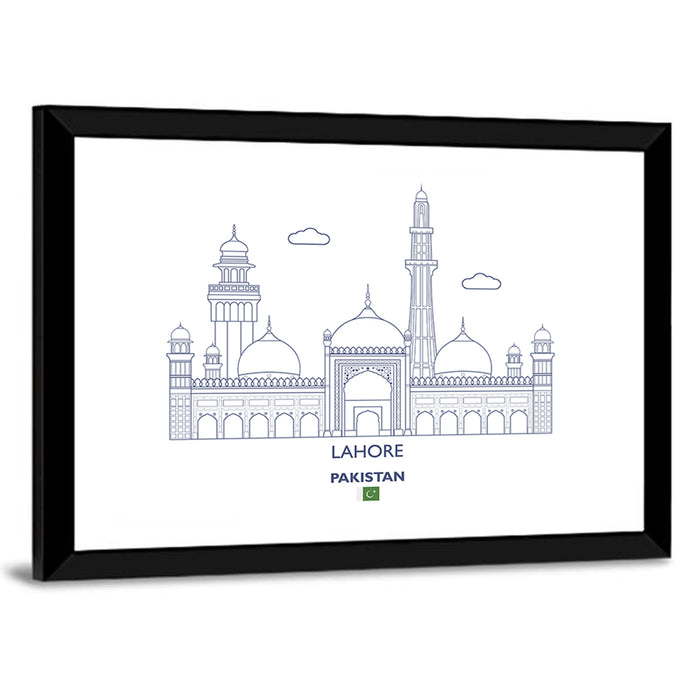 Lahore Skyline with Badshahi Mosque Wall Art as a framed print