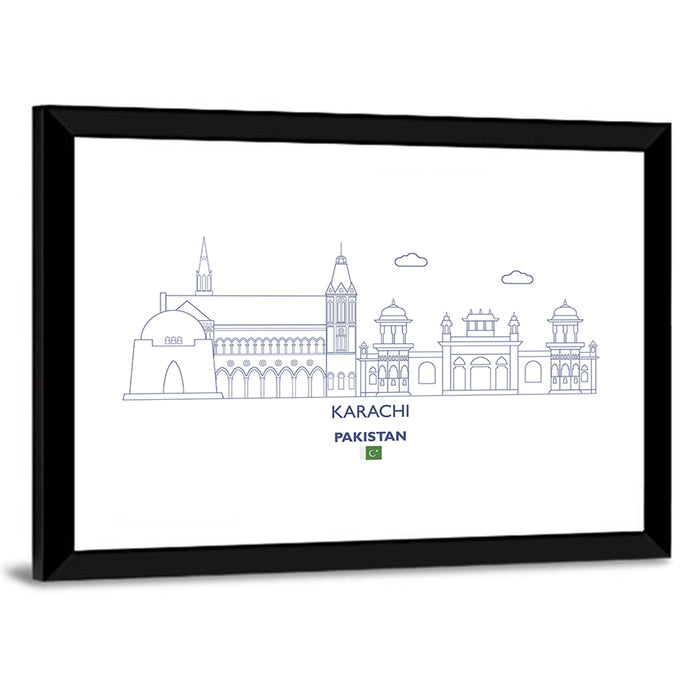 Karachi Skyline with Mazar-e-quaid Wall Art as a framed print