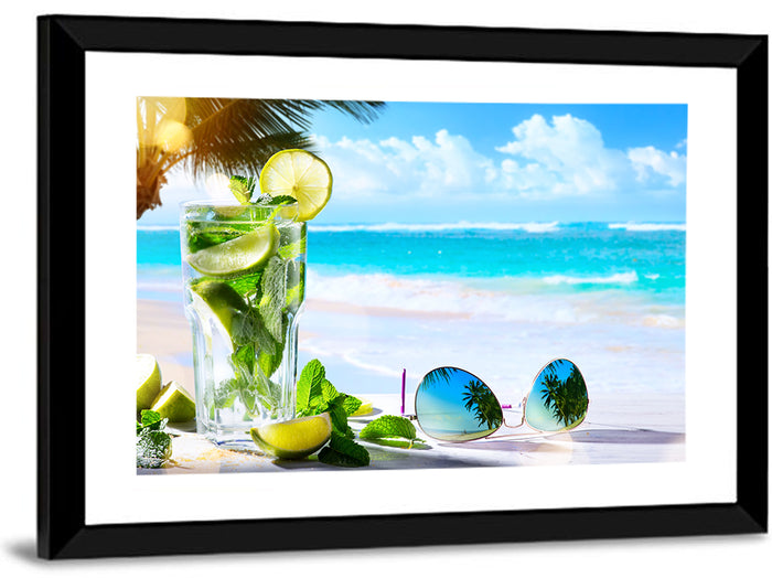 Mojito Beach Scene Wall Art as a framed print
