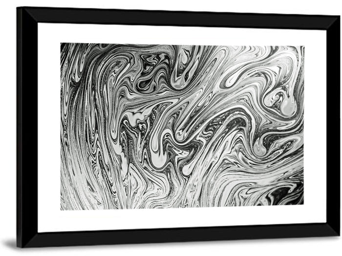 Ink Swirl Monochrome Abstract Wall Art as a framed print