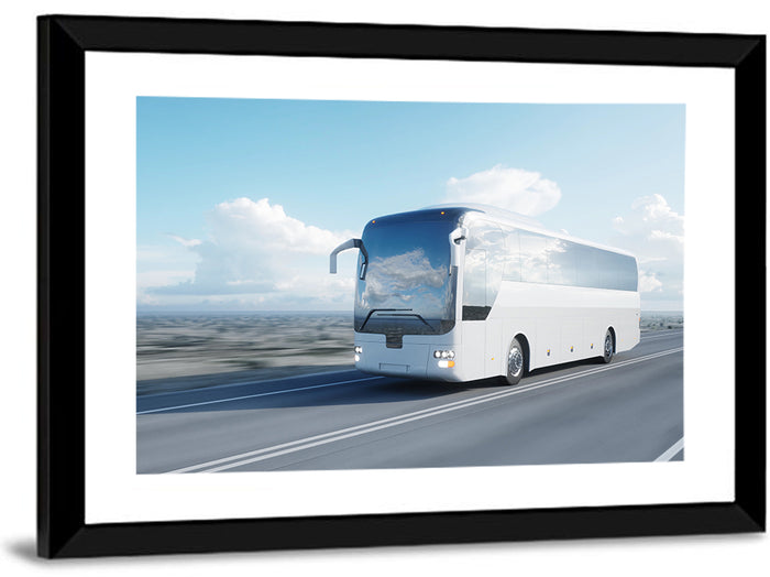 Desert Highway Tour Bus Wall Art as a framed print