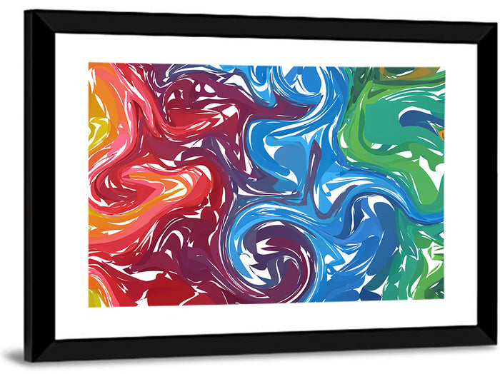 Marbled Color Flow Abstract Wall Art as a framed print