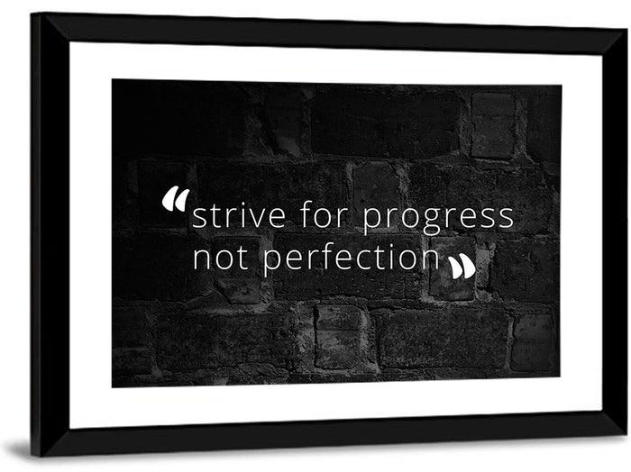 Strive for Progress Brick Typography Wall Art as a framed print