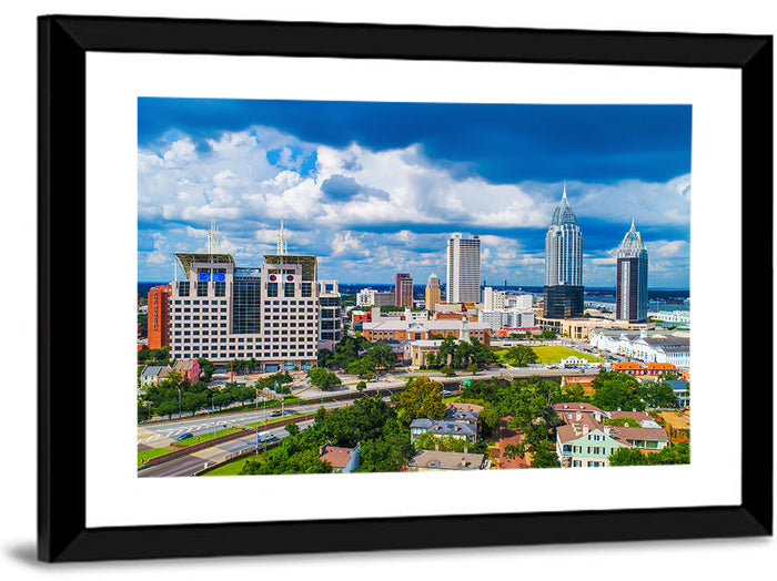 Mobile Skyline with Rsa Battle House Tower Wall Art as a framed print